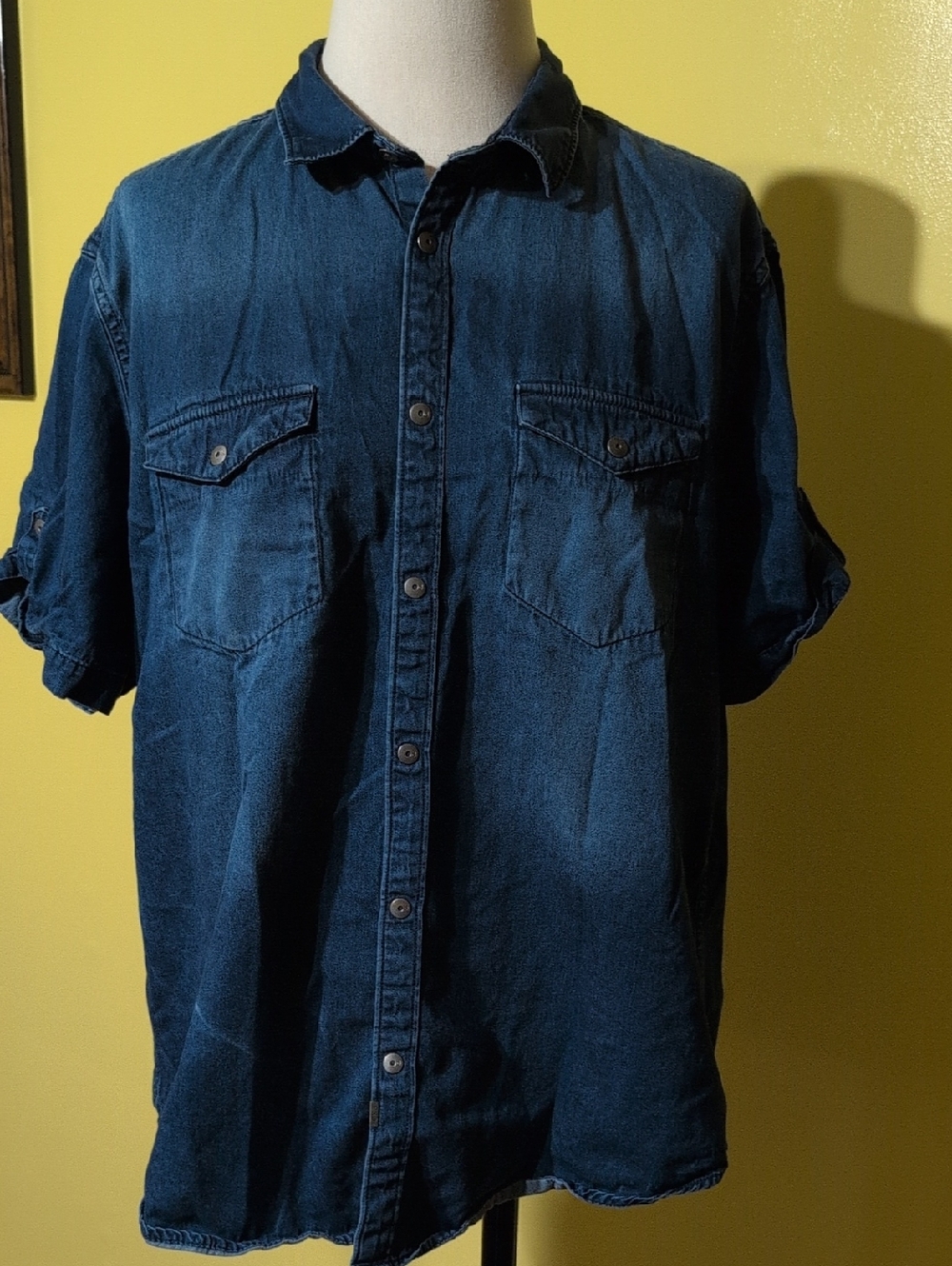 Calvin Klein Jeans Indigo Blue Denim Short-Sleeve Button-Up Shirt